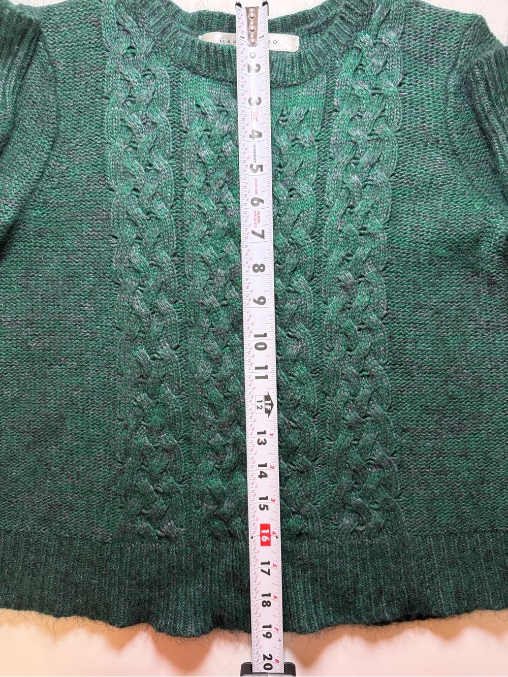 Max Studio Dark Green Cable-Knit Crewneck Cardigan - Picture 9 of 12